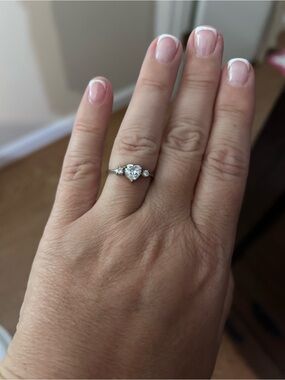 Heart-Cut Solitaire Ring in Silver with Clear Stone - Women Jewelry
